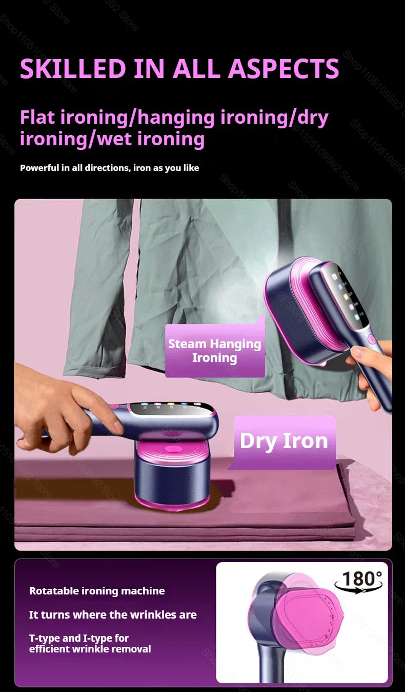 Tidesmit portable mini garment steamer featuring dual wet and dry ironing modes for travel and home use