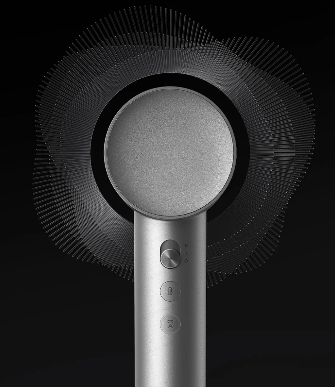 Silver MIJIA High-Speed Hair Dryer Pro with sleek handle, control buttons, and circular airflow design.
