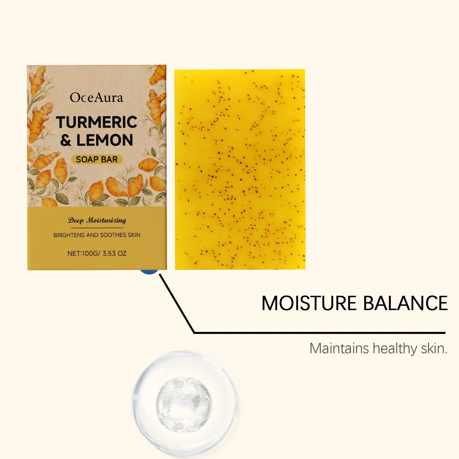 Turmeric Lemon Brightening Soap Bar Exfoliating Deep Cleansing Moisturizing Repair Smoothing Refreshing Lightening Handmade Soap
