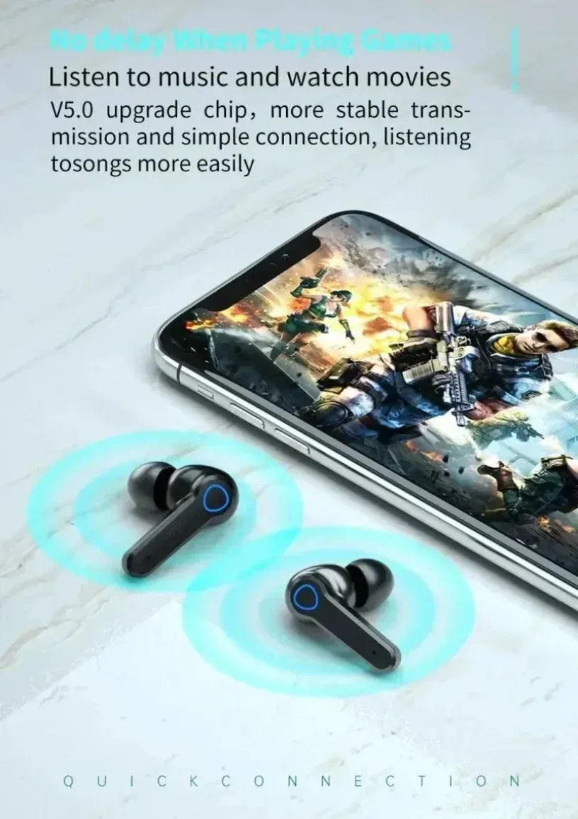 Tidesmit Bluetooth Wireless Earbuds with LED Display – Black Tidesmit