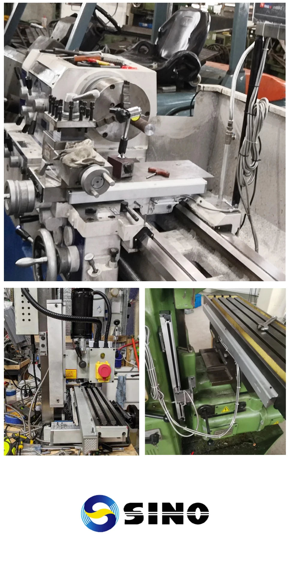 SINO SDS2-3VA Set 3 Axis And 2 Axis LCD DRO Kit Digital Readout KA35 Glass Linear Scale Encoders For Lathe Grinder Milling