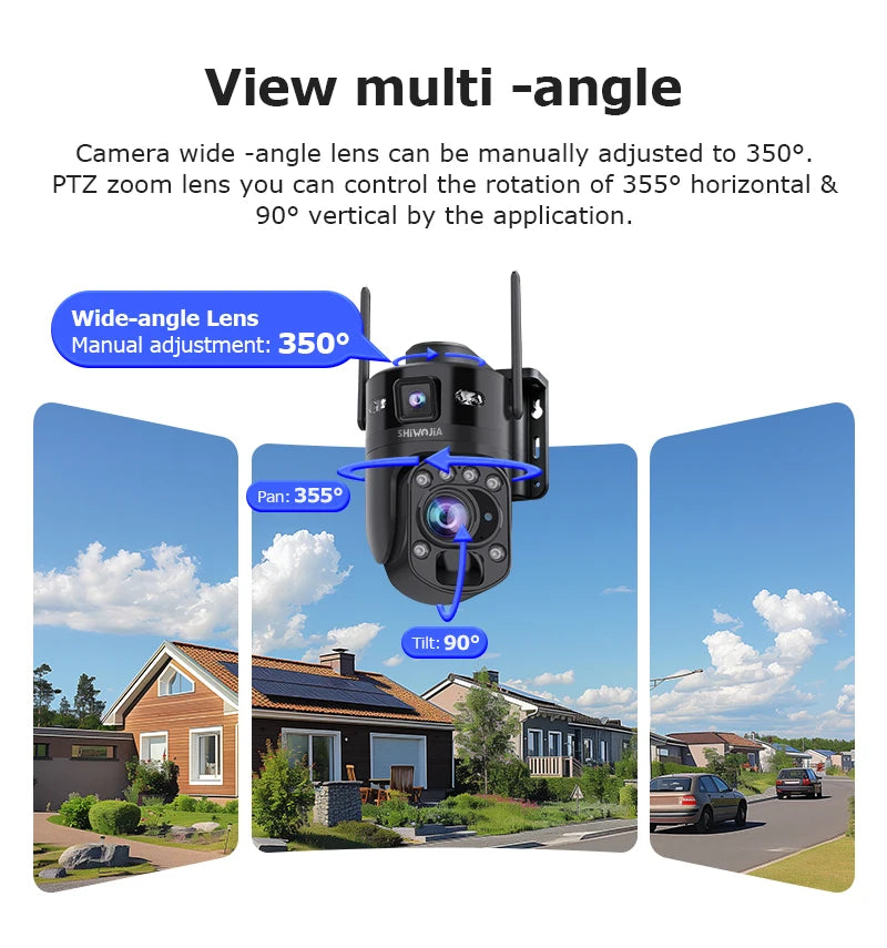 SHIWOJIA AI Ubox 4K 60X Optical Zoom 4G Solar Camera Dual Screen Outdoor WiFi PTZ PIR Detection Human Auto Tracking CCTV Cameras