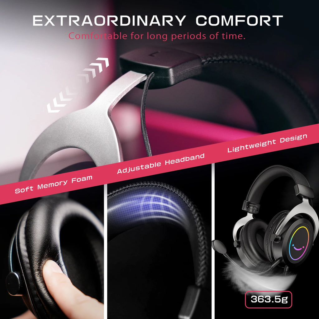 H3 Gaming Headset with Detachable Mic and Stereo RGB Sound Tidesmit