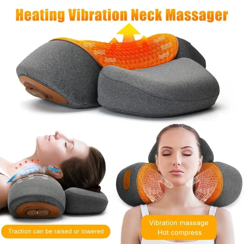 Electric Neck Massager with Heat and Cervical Traction by Tidesmit Back Massage Instrument Tidesmit