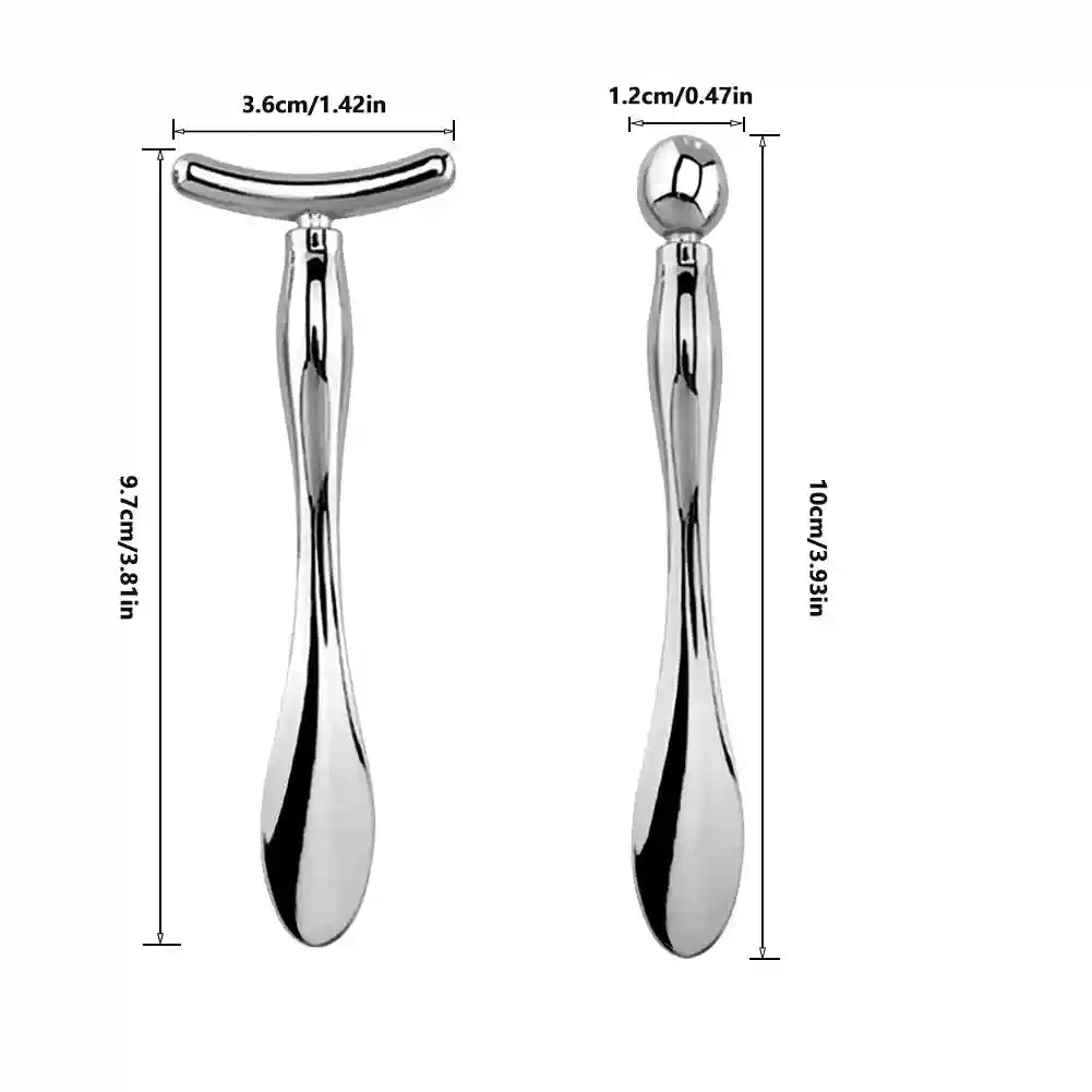 Eye Massage Stick for Dark Circles & Face Lifting - Tidesmit Eye Massage Instrument 2pcs silver Tidesmit