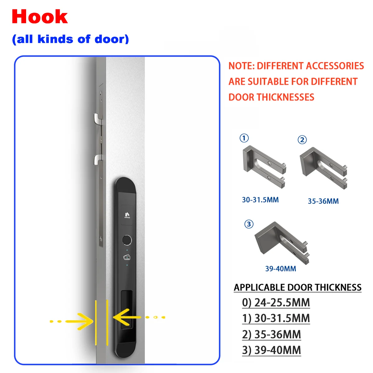 WINFREE Digital Slim Swing and Sliding Door Smart Tuya Bluetooth Lock Compatible Alexa or Google Smart Home