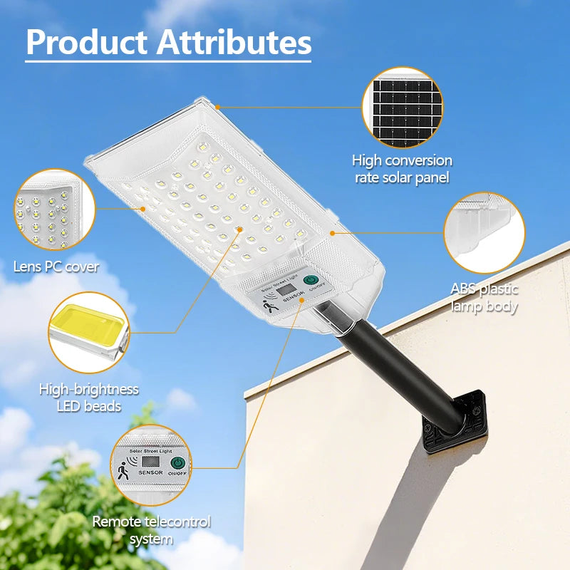 A set of 4000mAh outdoor solar street lamps, commercial area lighting, wall lamps, with motion sensor - white