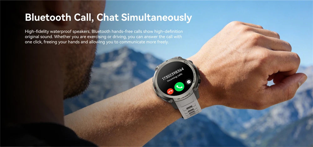 New Rugged GPS Sport Smartwatch 1.43" AMOLED Screen 5ATM Waterproof Offline Map Compass 500mAh Smart Watch for Men Android iOS