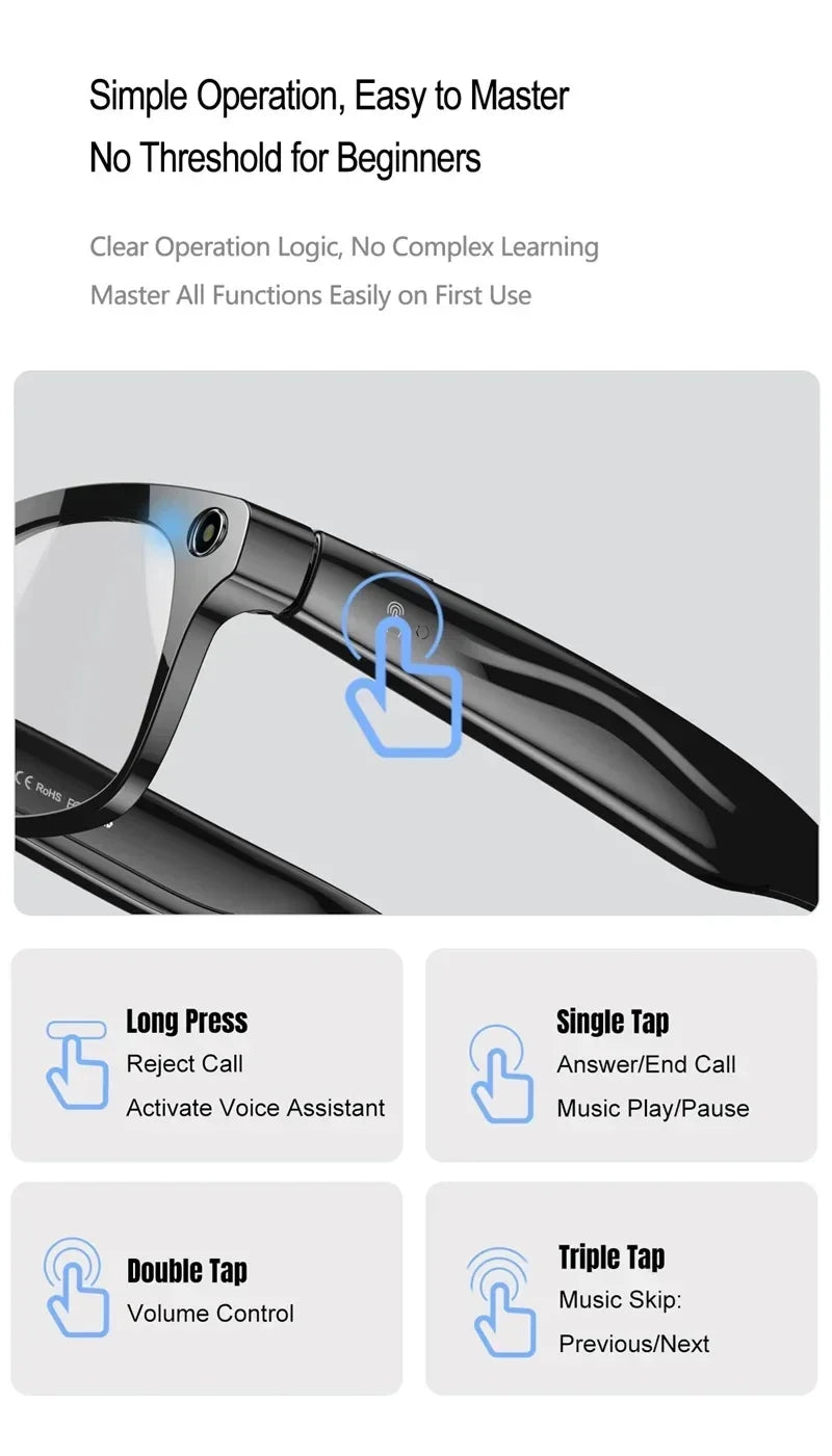 AI Smart Glasses with 8K Camera and Spatial Audio - Tidesmit Tidesmit