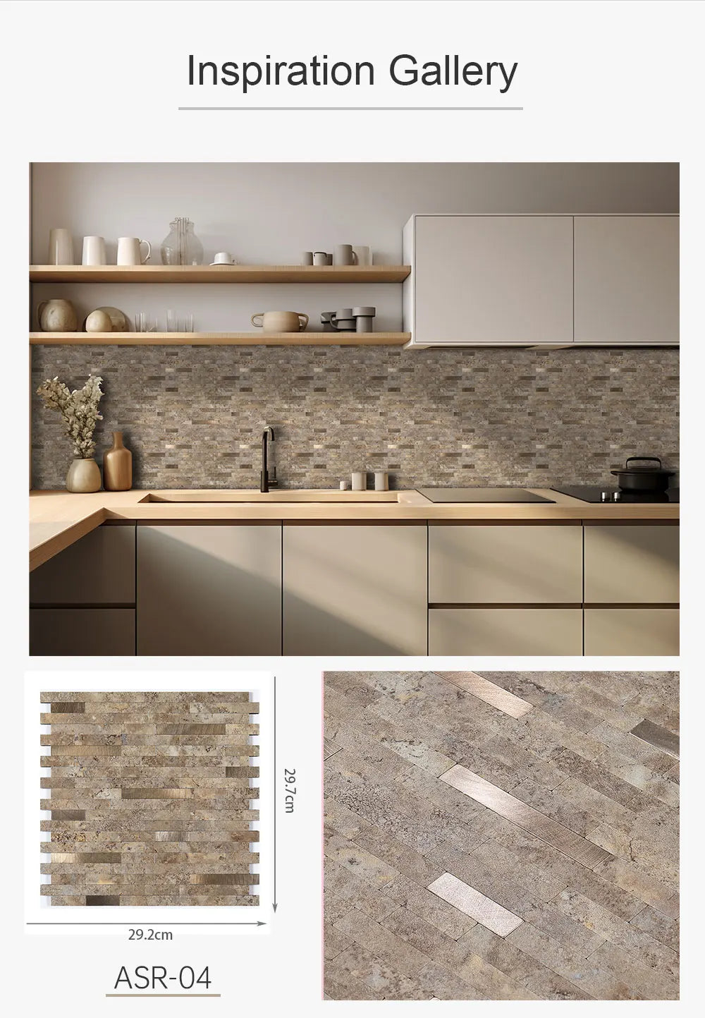 Peel and Stick Backsplash, PVC Mixed Metal Self Adhesive Wall Tiles, Stick on Backsplash Tiles for Kitchen Bathroom