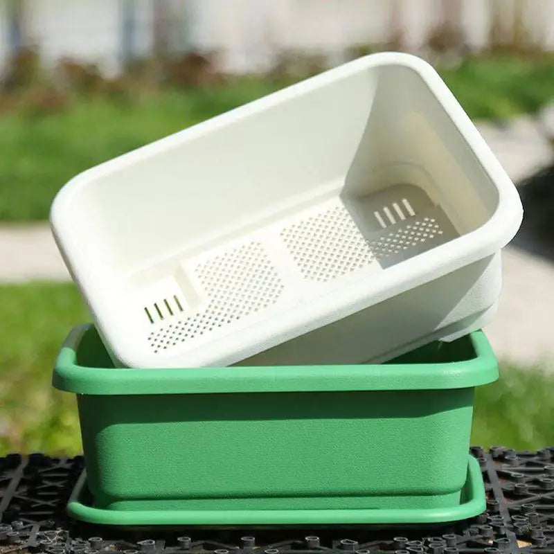 textureVegetable Planters Plastic Set with Tray Rectangular Flowerpots for Indoor Balcony Use DIY Home Gardening