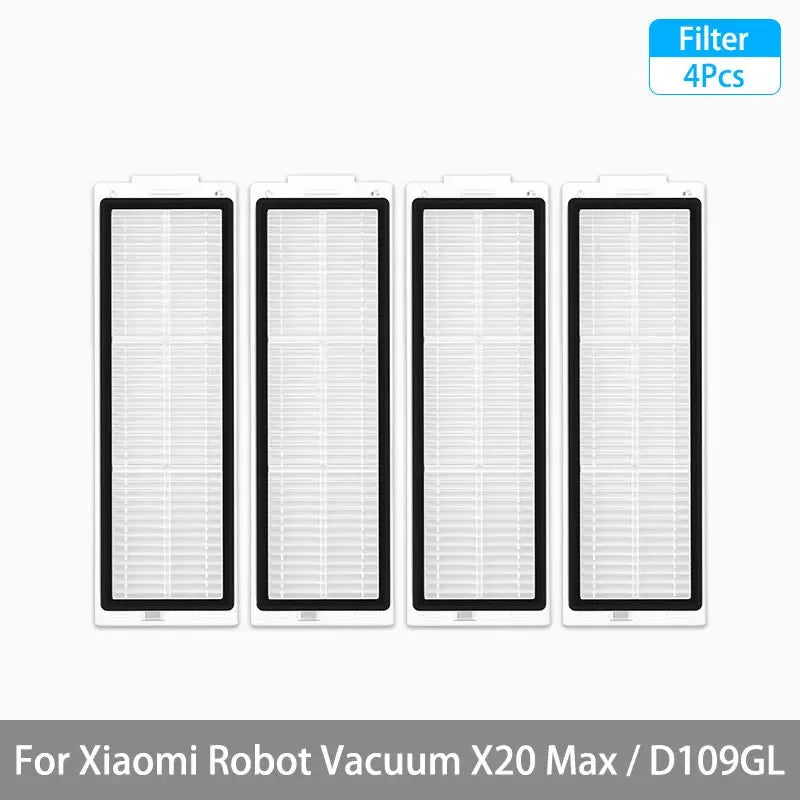 Robot vacuum replacement filters, white frames with fine mesh (4-pack)