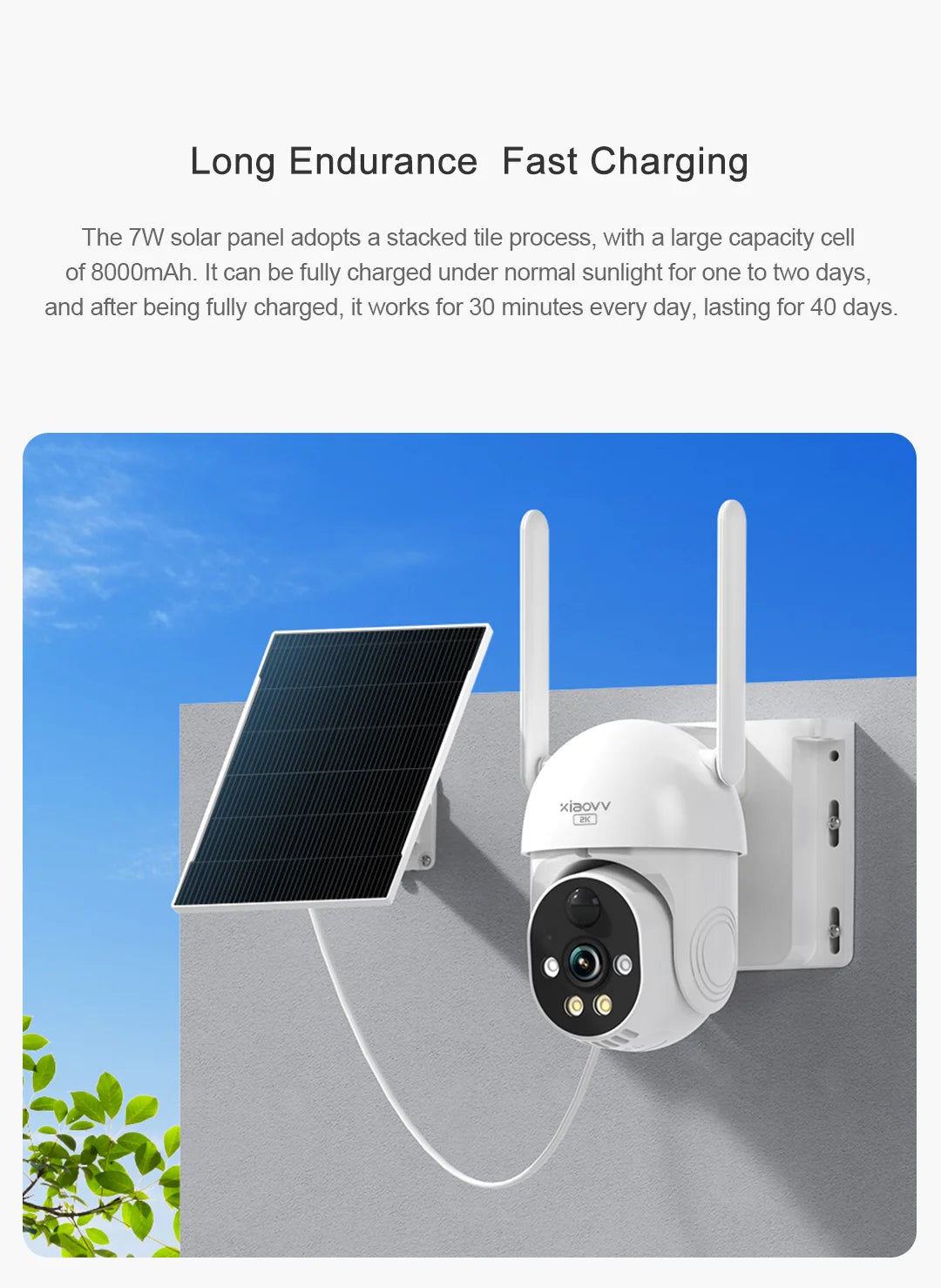 XIAOVV 4G WIFI 6MP Surveillance Smart Security Camera Solar Charging IP65 Waterproof Human Tracking Full Color Night Vision