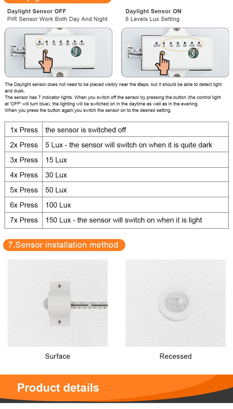 1-28 Steps Sensor LED Stair Light PIR Motion Sensor Stair Lighting COB LED Strip Kit With Plug For Indoor LED Staircase Light