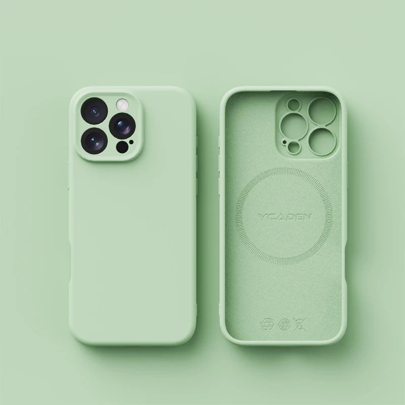 Magnetic iPhone 16 Case | Liquid Silicone Shock-Absorbing Cover Cyan Blue Tidesmit