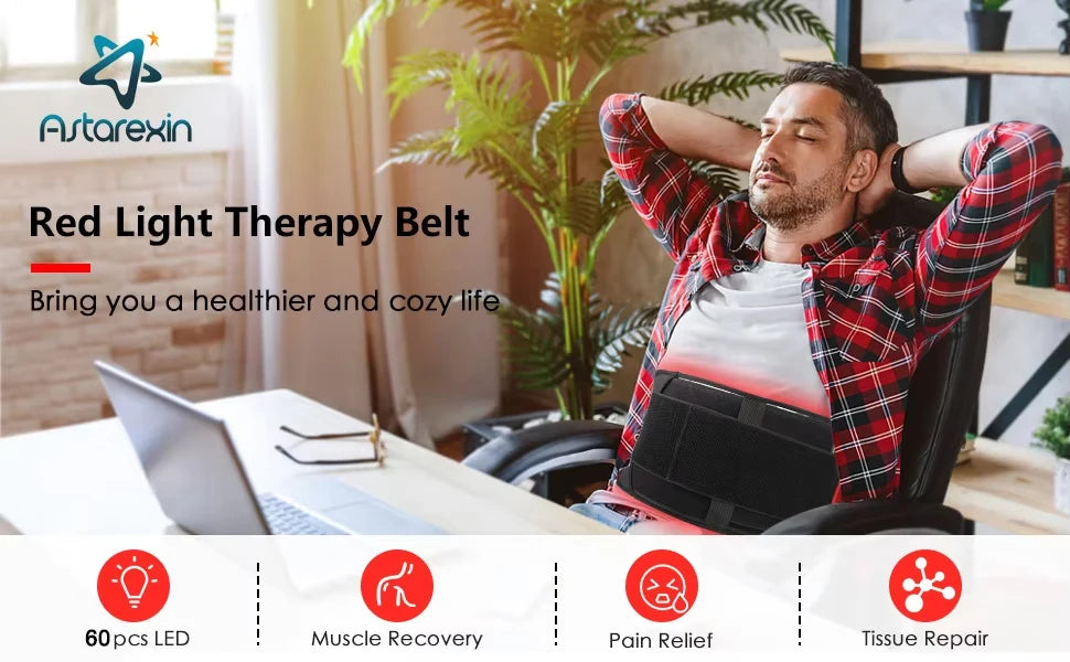 Red Light Therapy Belt for Lower Back Pain - Portable Muscle Relief Body Shaping Massage Equipment Tidesmit