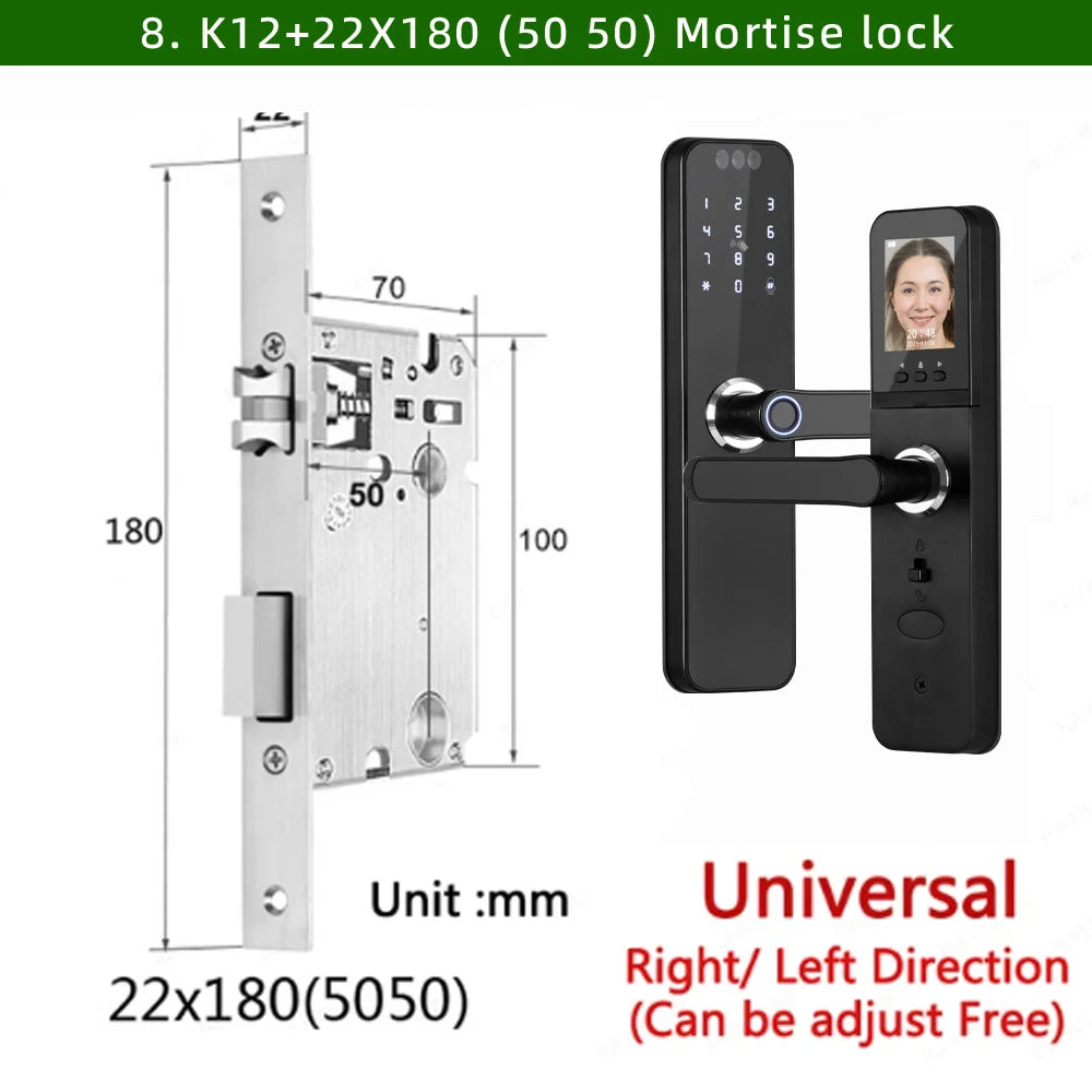 CDOK K12 Tuya WiFi smart door lock, remote unlocking, with cat-eye camera and face unlocking