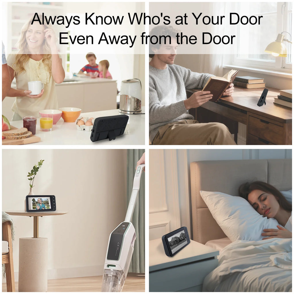 Wireless Doorbell Camera with Monitor Smart Video Doorbell 2-Way Audio Infrared Night Vision No WiFi Connection No APP Required