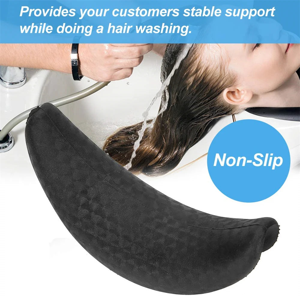 Salon Hair Washing Neck Cushion - Ergonomic Silicone Support (Black) Massage Chairs Tidesmit
