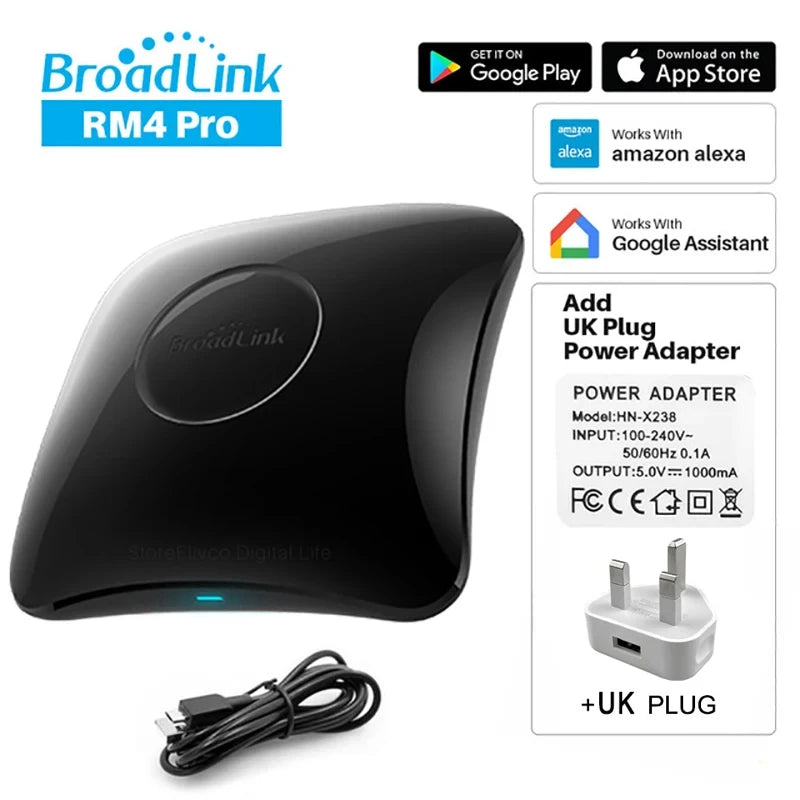 Broadlink RM4 Pro Smart Remote Control for WiFi IR and RF Appliances Add UK Plug Tidesmit