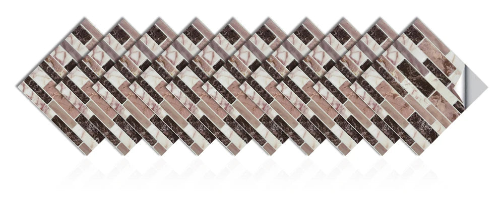 10pcs/set Flat Marble Mosaic Tiles Sticker Transfers Covers For Kitchen Bathroom Tables Peel & Stick Waterproof Art Wall Decals