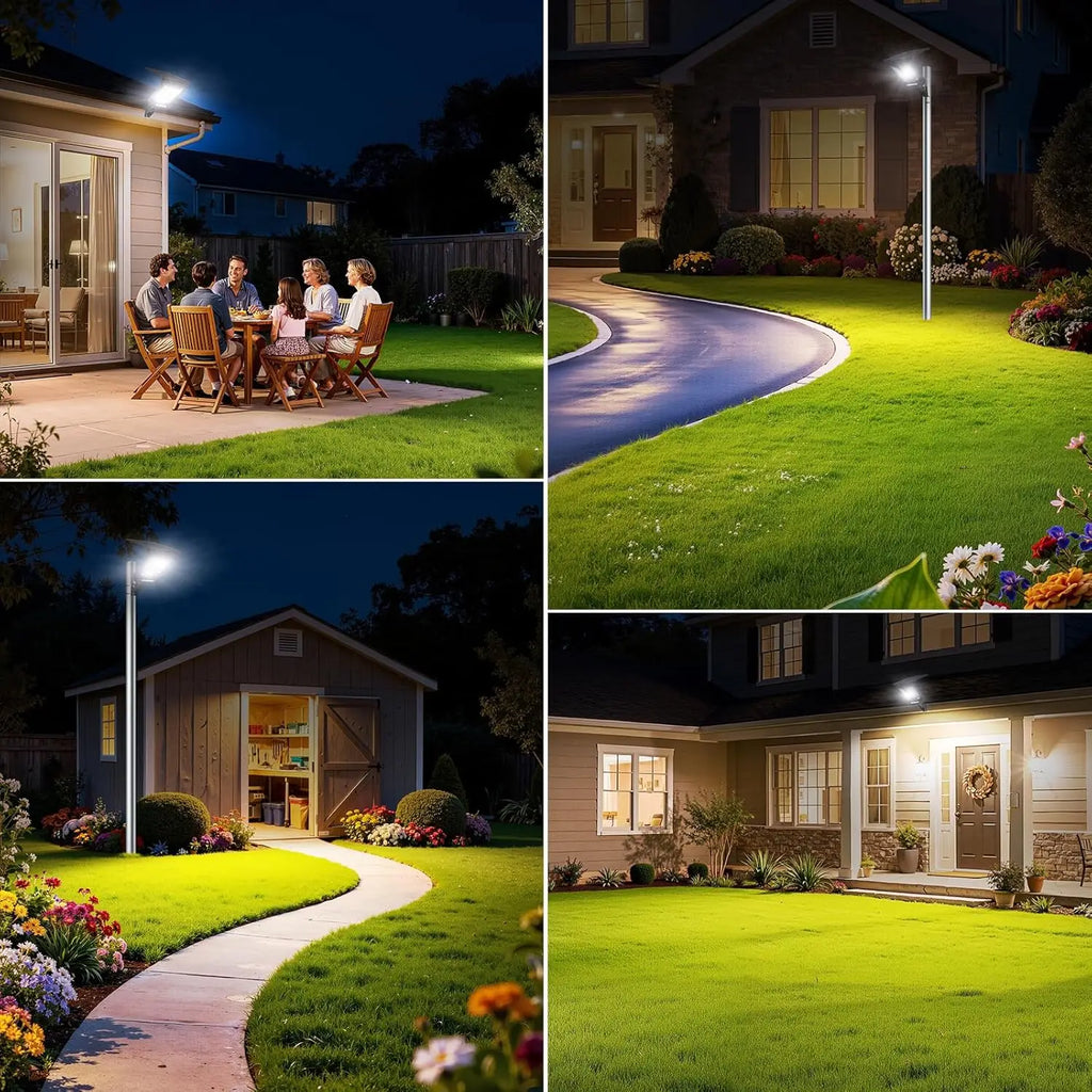 Intelamp 12500 Mah 3000 Lm Outdoor Solar Street Lights Larger Solar Panel Two Motion Sensors for Garden Courtyard Walk Garage