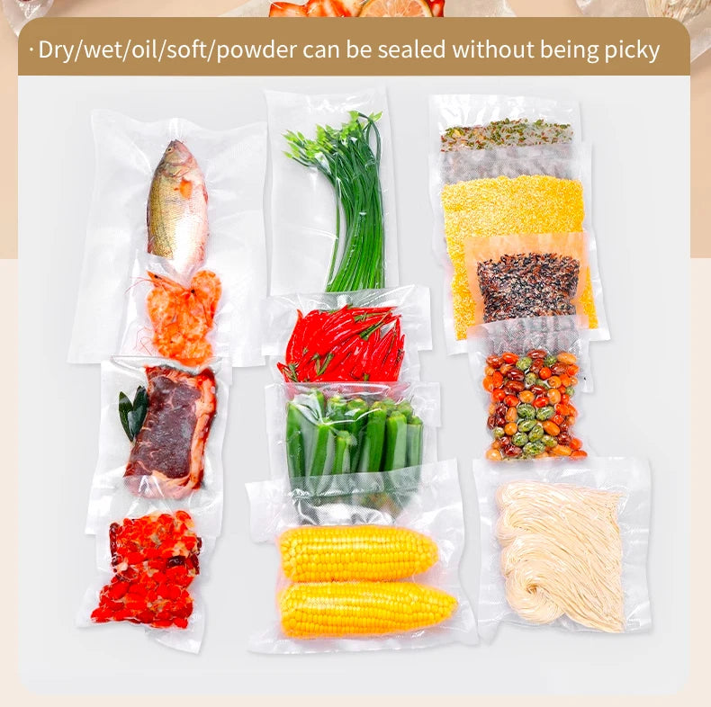 Portable Vacuum Sealer Machine 62kPa Rechargeable Food Vacuum Sealing Machine 150mm Heat Sealer with 3 Temperature Levels
