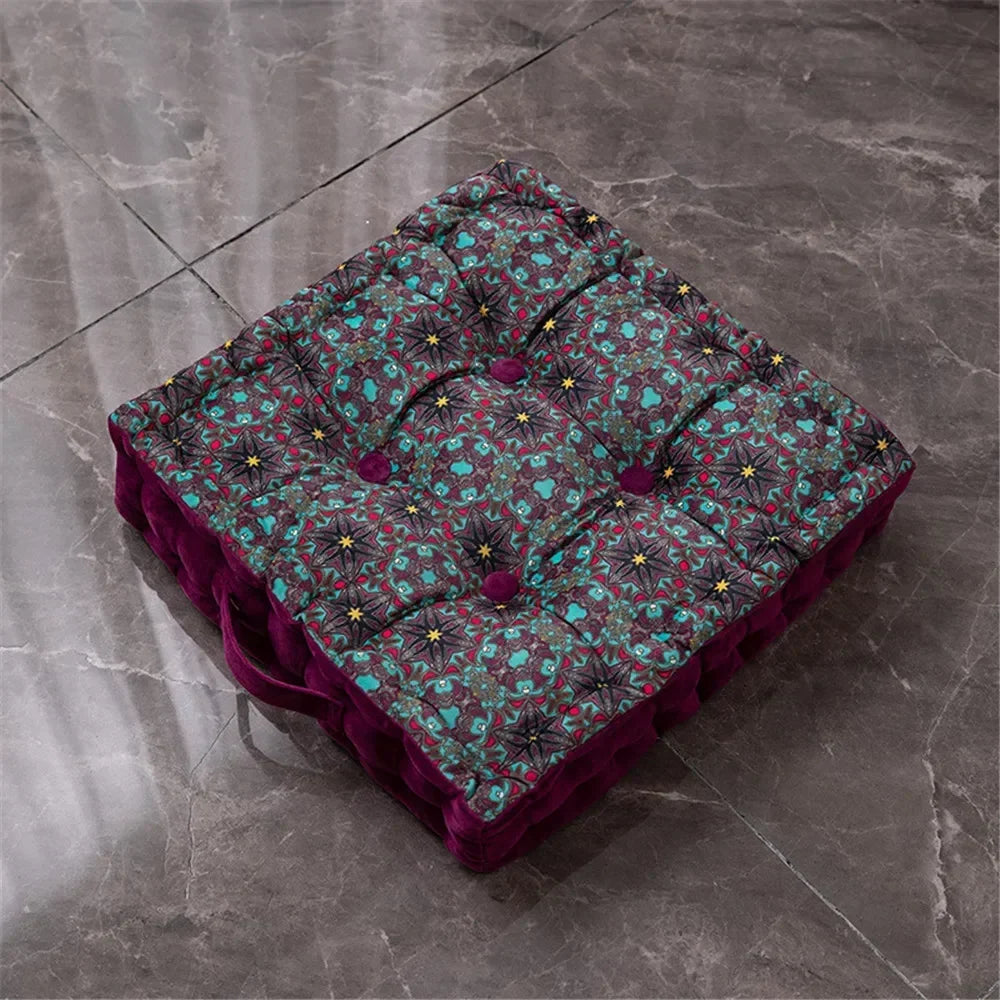 Bohemian Cushion Mandala Floor Seat Cushion Square Seat Velvet Yoga Pillow Japanese Tatami Mat for Reading Nook Party Decoration