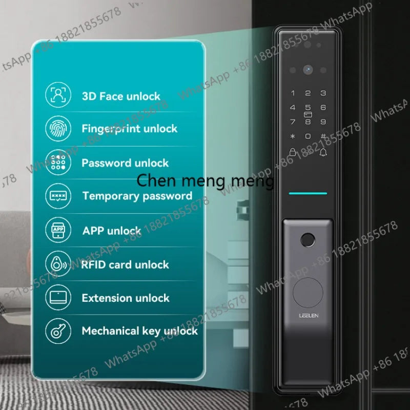 Cerraduras Electronica Security Deadbolt Door Lock Fingerprint 3D Face Recognition Smart Lock With Camera