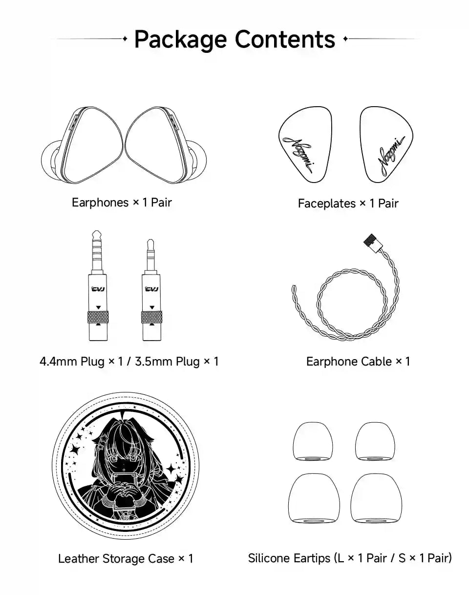 Planar In-Ear Monitors: NOZOMI 3-Unit Interchangeable Nozzle Earbuds Tidesmit