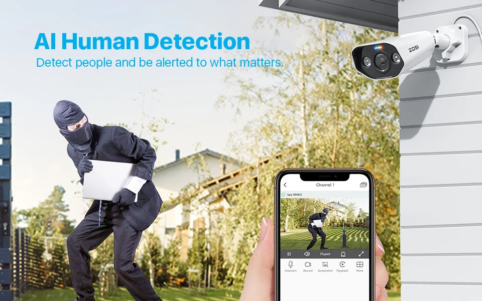 ZOSI 4K 8MP 5MP Add-on Camera for PoE Security Camera System, Work with ZOSI 8 Channel 16 Channel PoE NVR