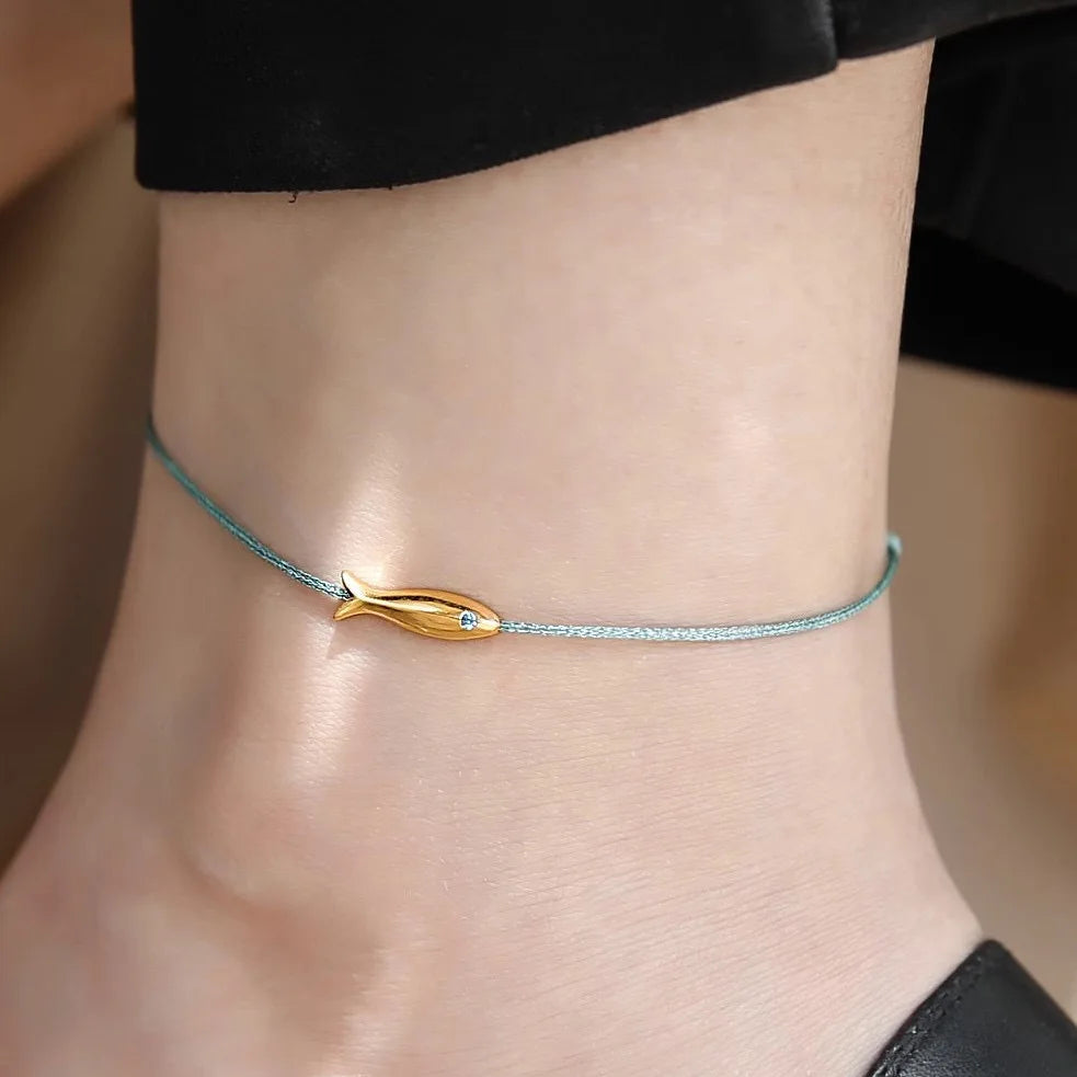 925 Sterling Silver Koi Fish Anklet Rope for Women Girl Cute Fashion Summer Jewelry Dropshipping Wholesale