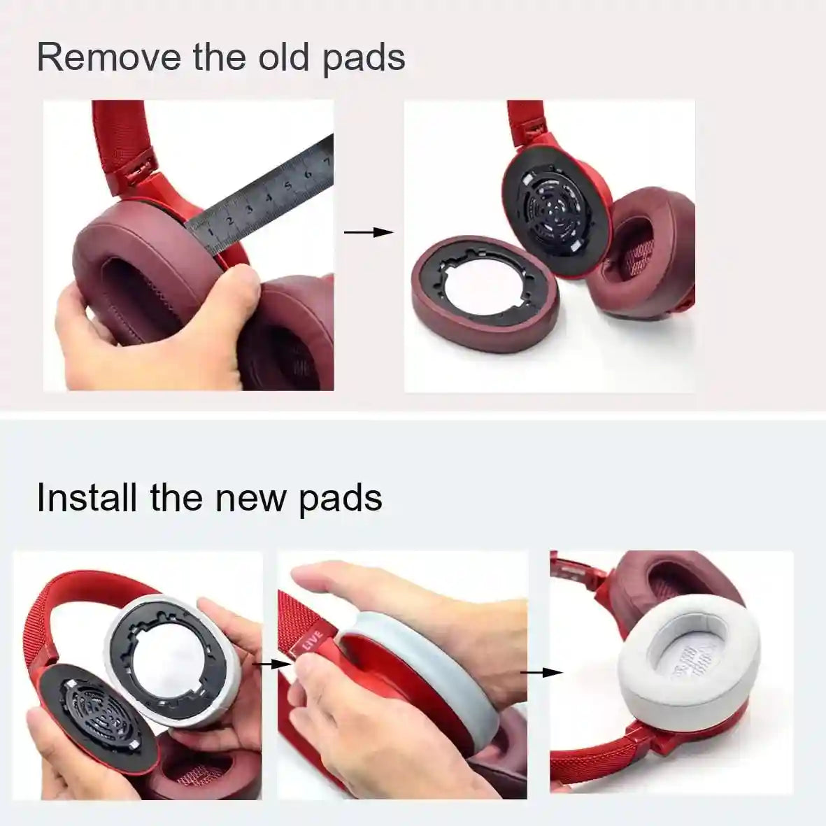 Replacement Ear Pads for JBL Live 500BT Wireless Headphones - Soft Protein Tidesmit
