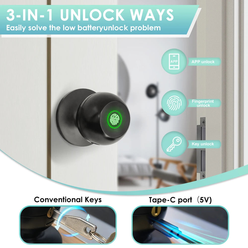 Tuya Smart Home Door Lock 3-in-1 Key / Fingerprint / Smart Life APP Unlock Hotel Apartment Warehouse Smart Door Locks