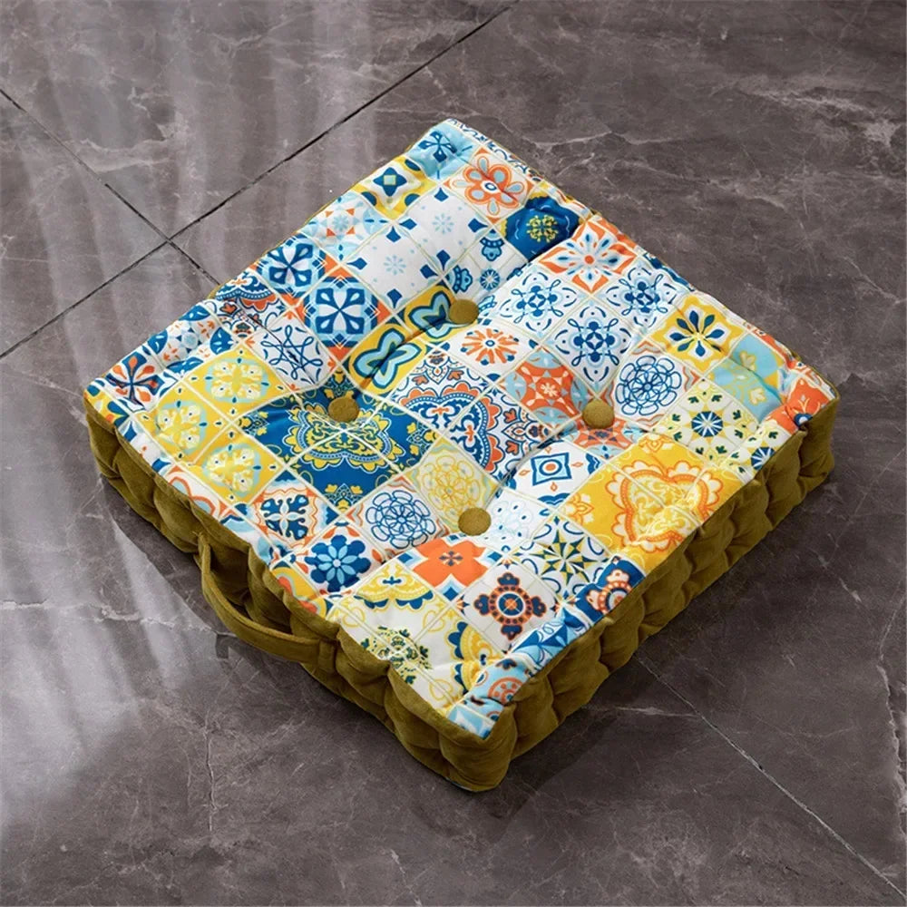 Bohemian Cushion Mandala Floor Seat Cushion Square Seat Velvet Yoga Pillow Japanese Tatami Mat for Reading Nook Party Decoration