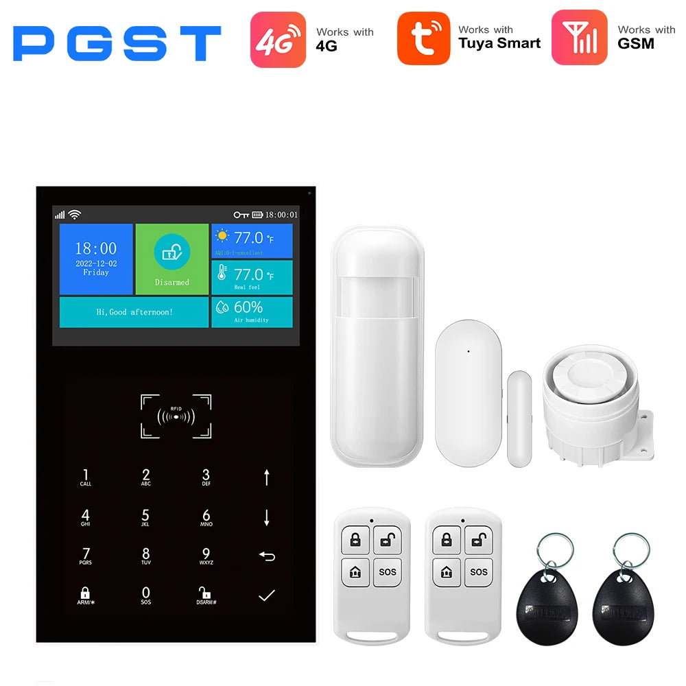 4G Smart Alarm Security System | Tuya App-Controlled Protection Kit 4G-A EU Plug Tidesmit
