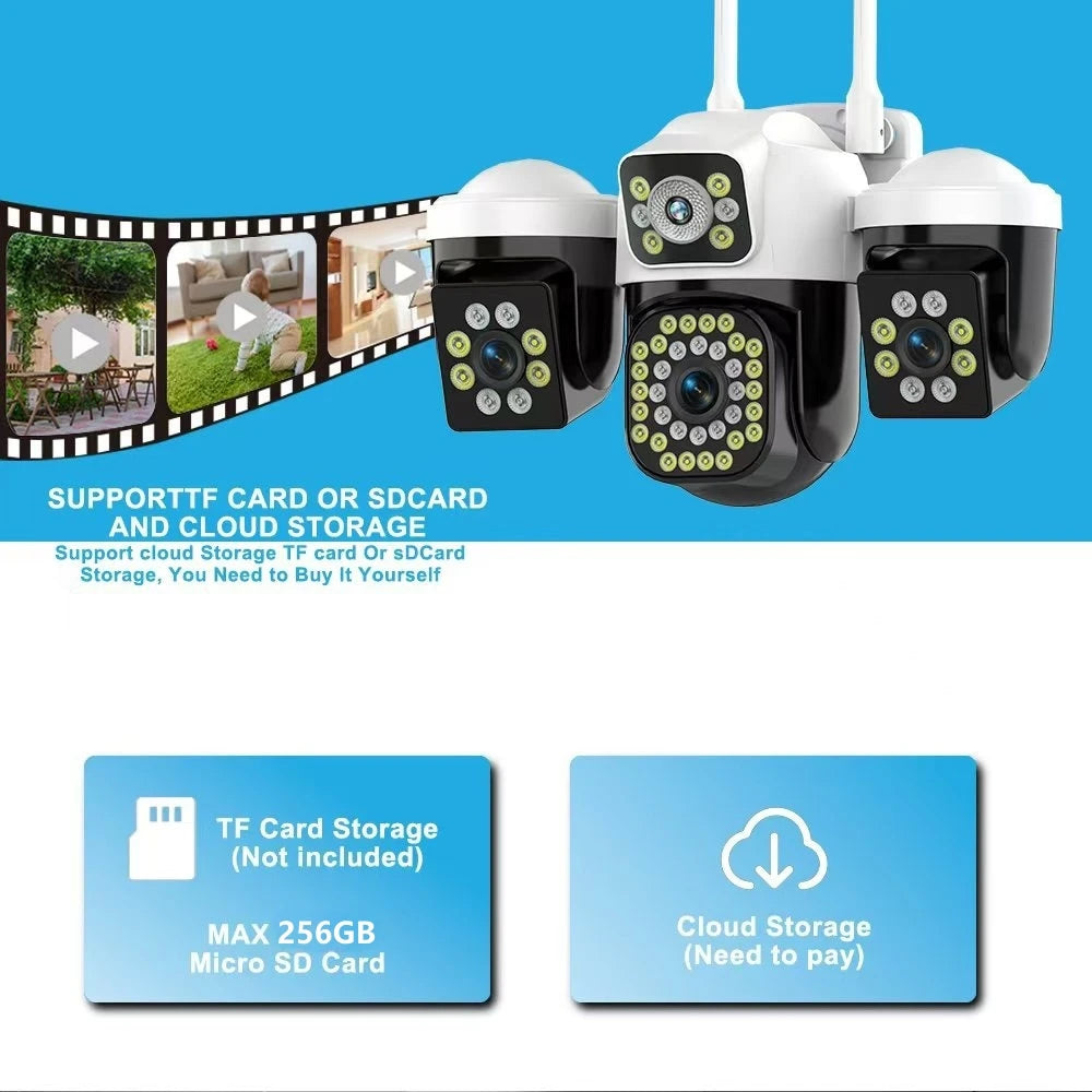 YOOSEE 15MP 4K WiFi Camera Three Lens Screen Camera Onvif 10X Zoom PTZ Automatic Tracking Two-way Audio CCTV Video Security Cam