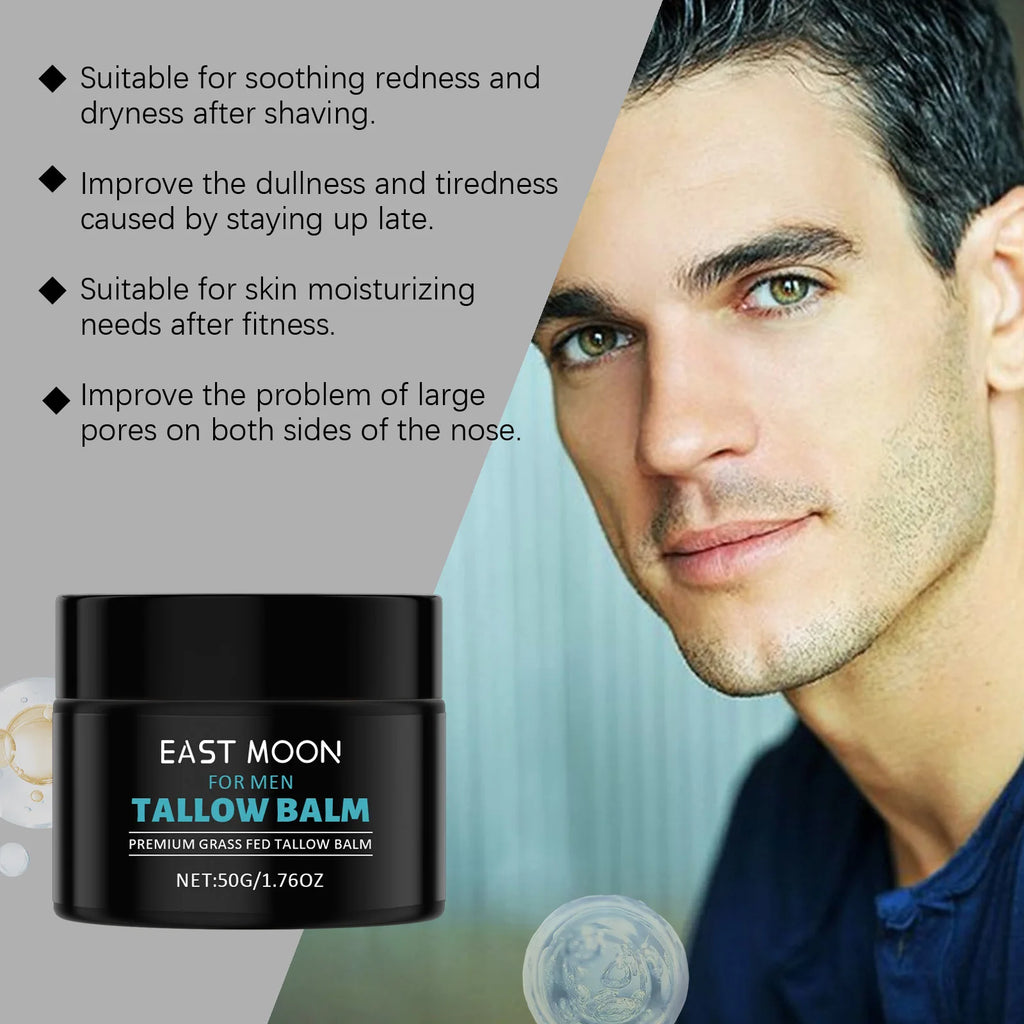 Tallow Facial Care Balm for Man Nourish Dry Improve Elasticity Remove W-rinkle Oil Control Glowing Skin Face Moisturizer Creams