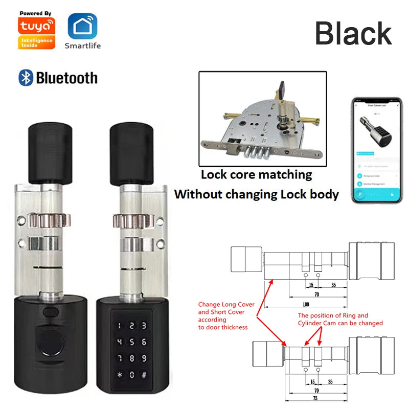 Israel-only Tuya APP Fingerprint Cylinder Electronic Smart Door Lock Digital Keypad Code Key Card Remote Control Home Apartment