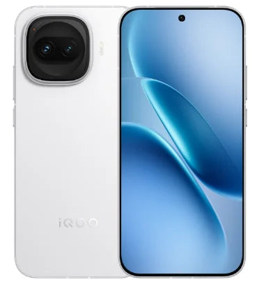 White iQOO Z11 Turbo smartphone, showing front screen and rear dual-camera module, isolated on white background.