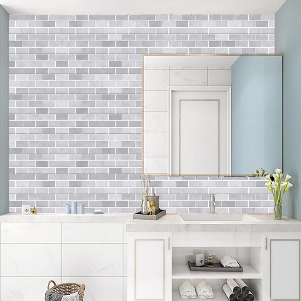 10pcs/set Flat Marble Mosaic Tiles Sticker Transfers Covers For Kitchen Bathroom Tables Peel & Stick Waterproof Art Wall Decals