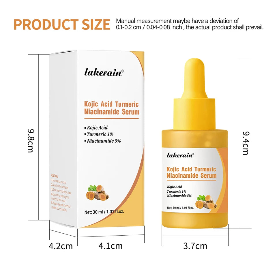 Kojic Acid Turmeric Niacinamide Serum Precise Dropper Design Deep Moisturizing Soothe Skin Brighten Skin Tone Facial Care