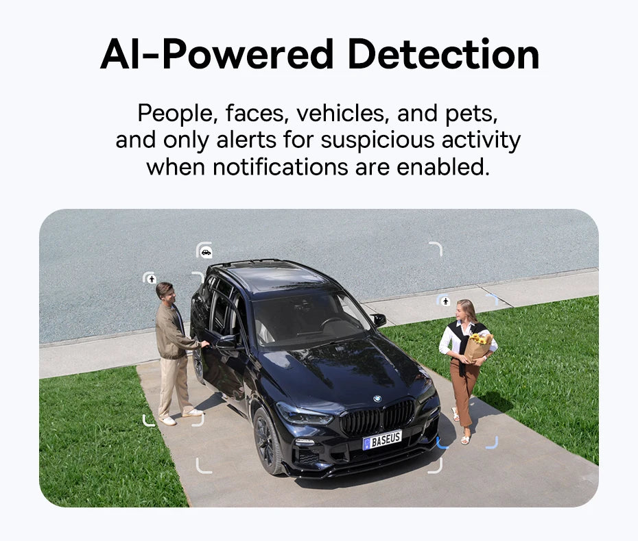 Baseus Security X1 Pro Outdoor Dual Camera Wireless 3K Camera Solar Panel Face Recognition Smart AI Tracking Security Camera