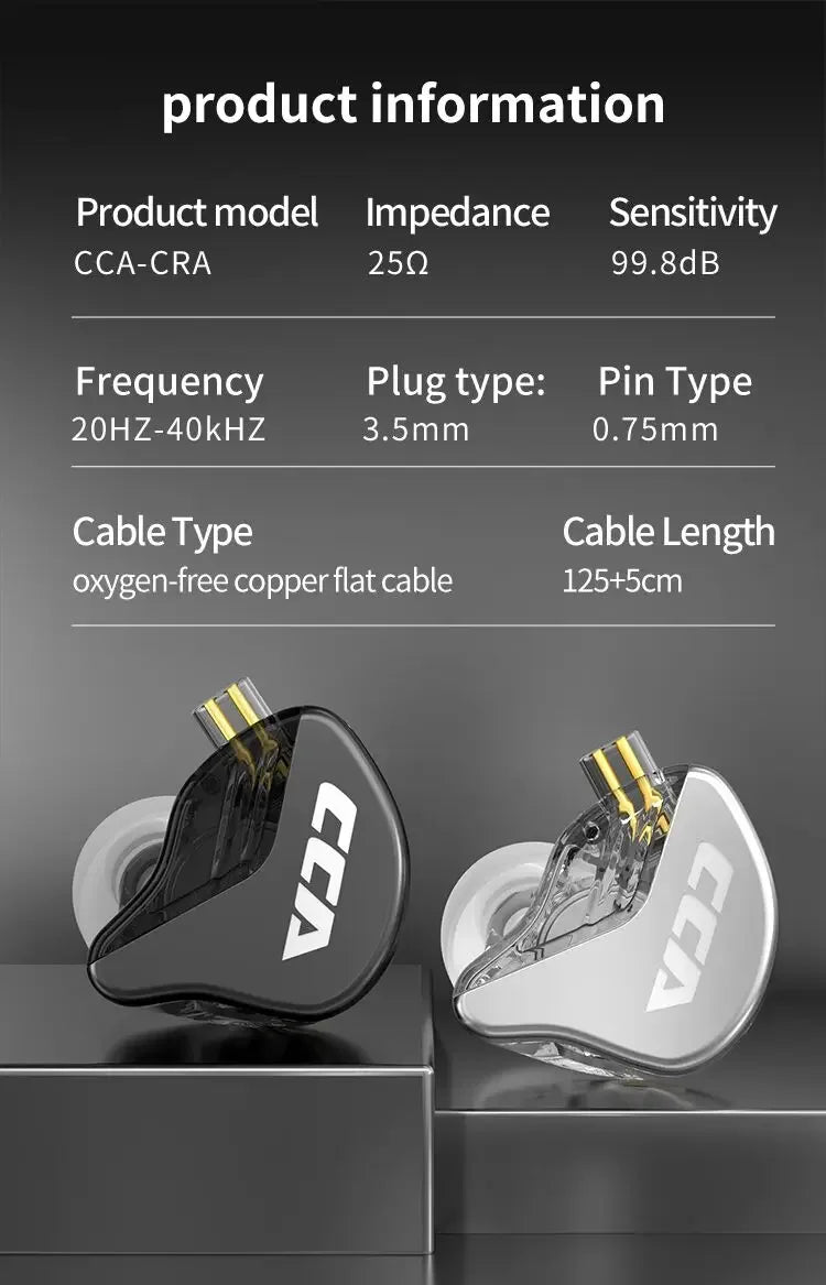 CCA CRA In-Ear Monitors | Dynamic Driver Wired Earbuds | Tidesmit Tidesmit