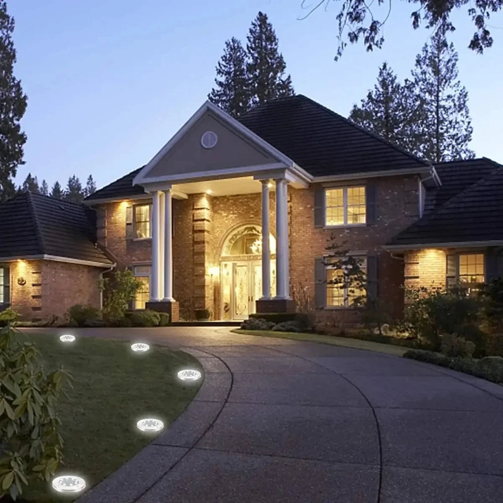 4 PCS 8LED Solar Power Disk Light Outdoor Garden Solar Underground Light Deck Light Spotlight Buried Solar Led Lamp