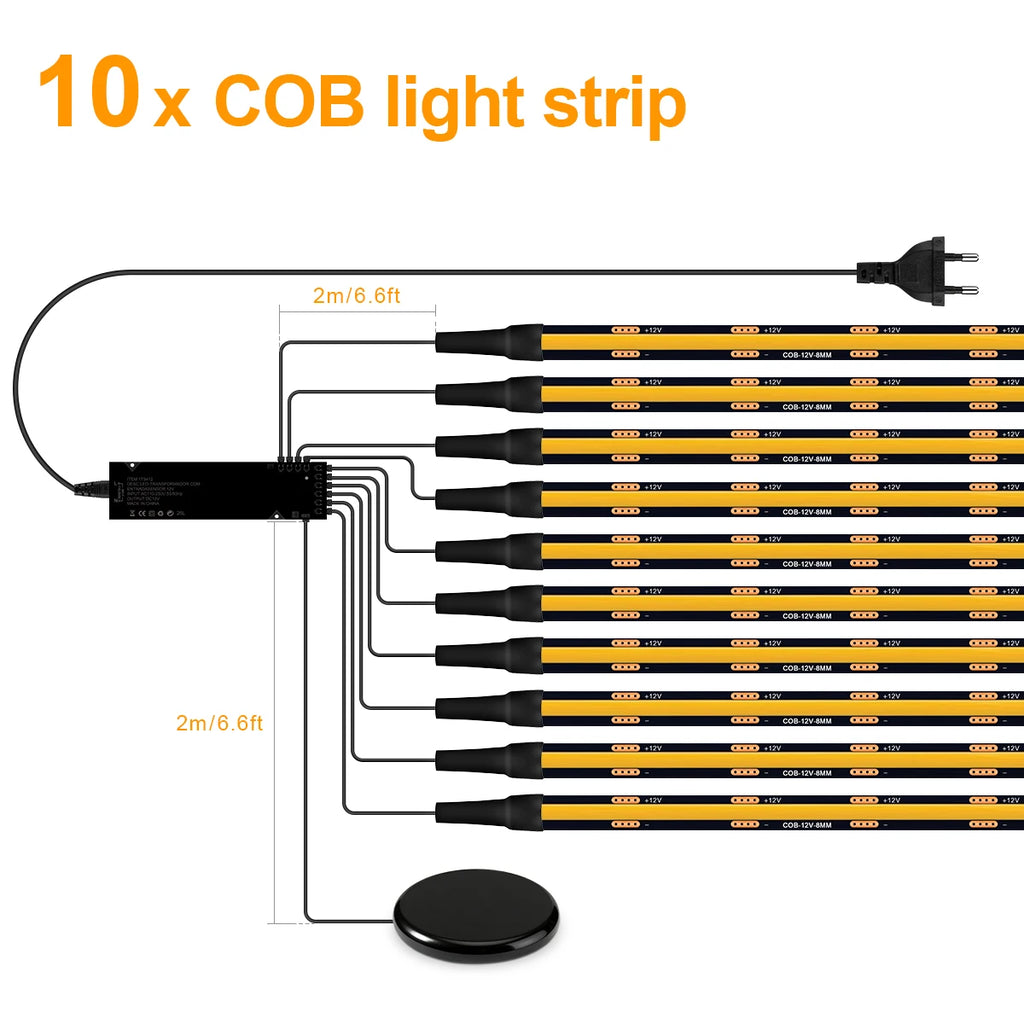 Touch Dimmer COB LED Strip Light, No Hole Install, Penetrate Wood/Glass Control, 12V Warm/Neutral White, for Acoustic Wall Panel