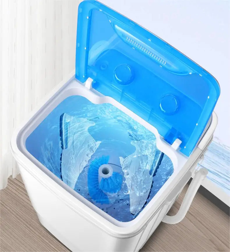 Tidesmit 7kg semi-automatic shoe washing and drying machine side view showing internal drum and laundry controls