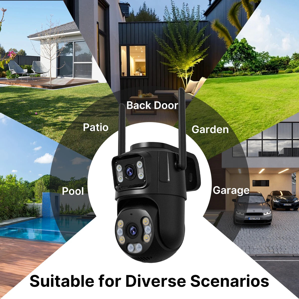 WONSDAR HD Wifi PTZ Camera Outdoor Dual Lens Dual Screen AI Auto Tracking IP Camera CCTV Audio Video Surveillance P2P iCSee