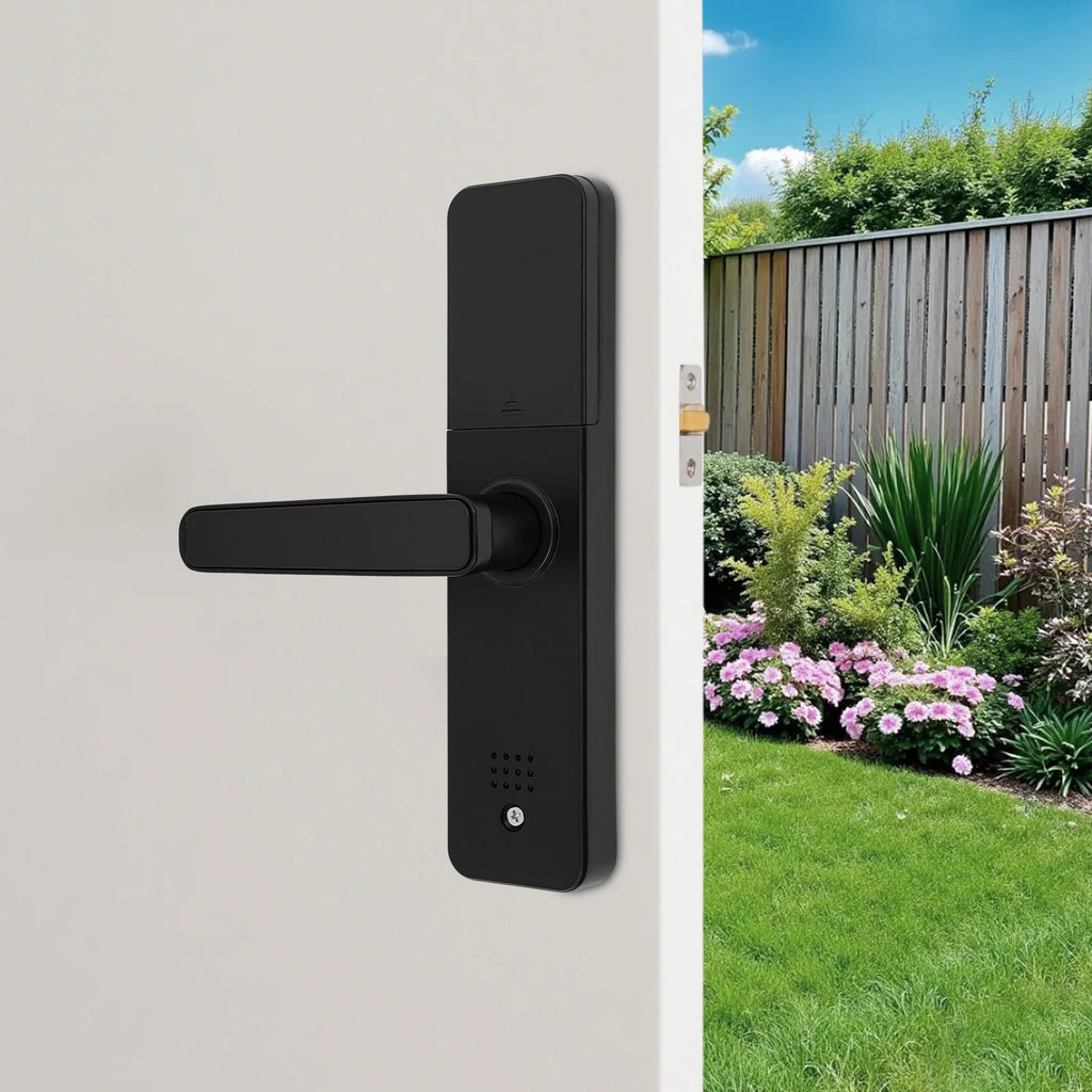 Smart Door Lock Fingerprint Password WiFi TUYA APP Electronic Keypad Lock with 180° Rotatable Handle 50 Fingerprints 100 Passwords Capacity Aluminum Alloy for Home Hotel Office Indoor Outdoor