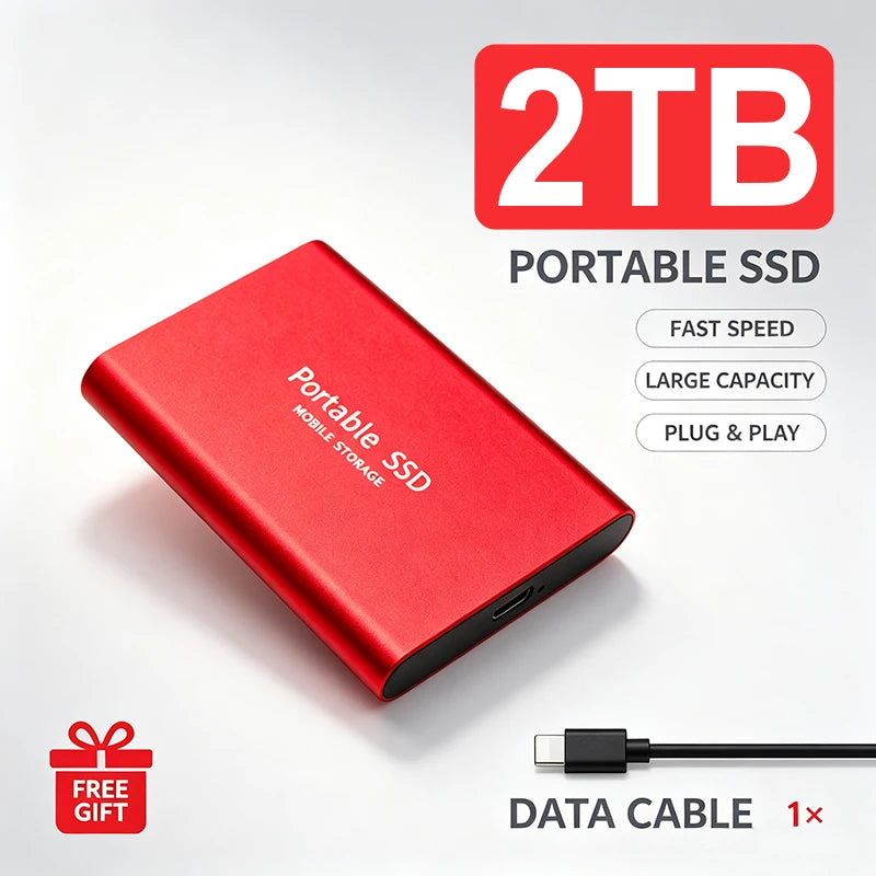 Portable External SSD 4TB High‑Speed Solid State Drive USB3.2 Type‑C Mass Storage Hard Disk 1TB 8TB 16TB for Laptop PC MAC Smart